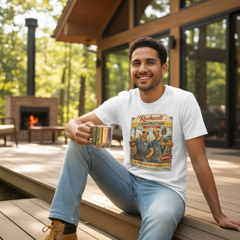 Rockwell Construction Vintage T-Shirt — "Building the Future" Retro Contractor Tee