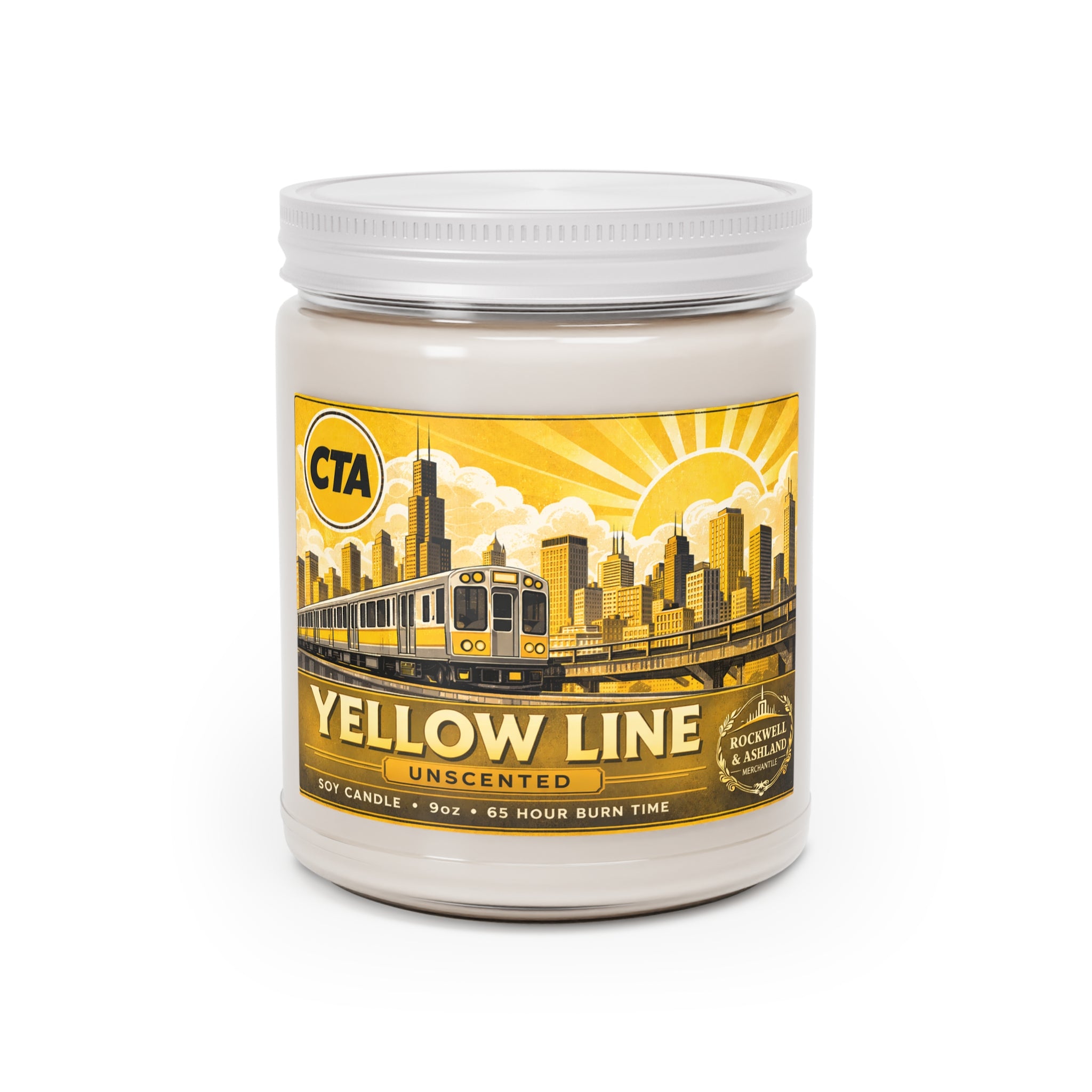 “Yellow Line” Unscented Soy Candle — 9oz