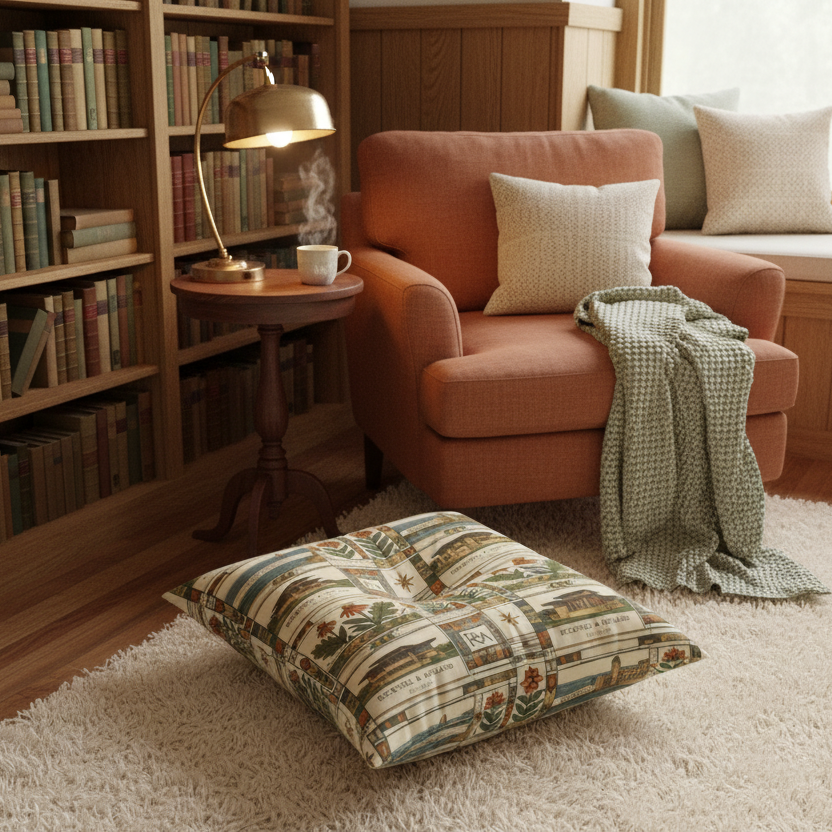 Prairie School Textile Tufted Floor Pillow