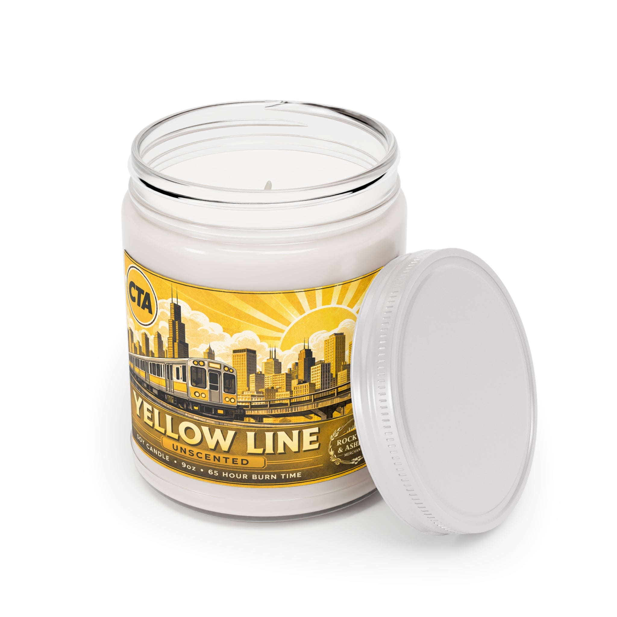 “Yellow Line” Unscented Soy Candle — 9oz
