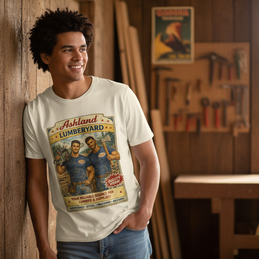 Ashland Lumberyard Vintage Tee — Retro Lumberjack Workshirt