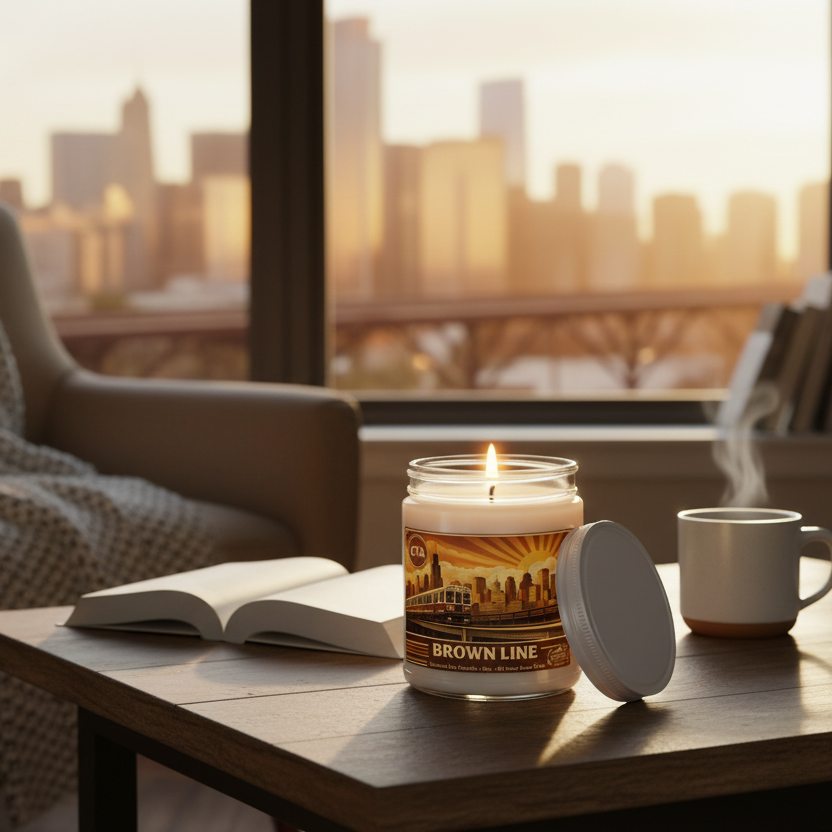 “Brown Line” Scented Soy Candle – 9oz