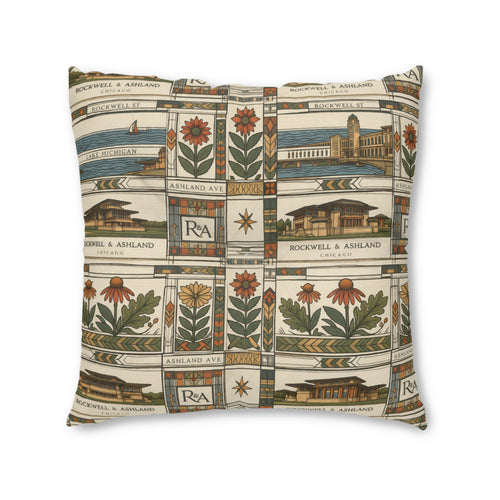 Prairie School Textile Tufted Floor Pillow