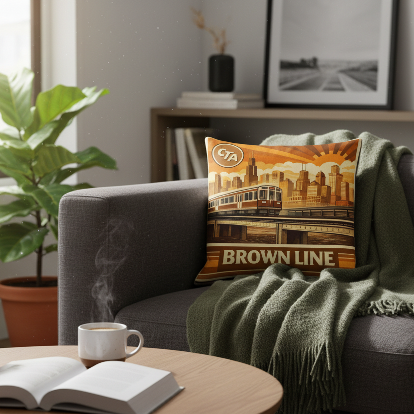 R&A “Brown Line” Pillow 18” X 18”