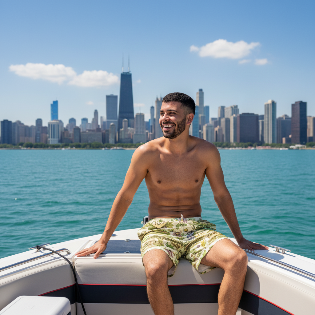 “FLW Monogram” Recycled Swim Trunks