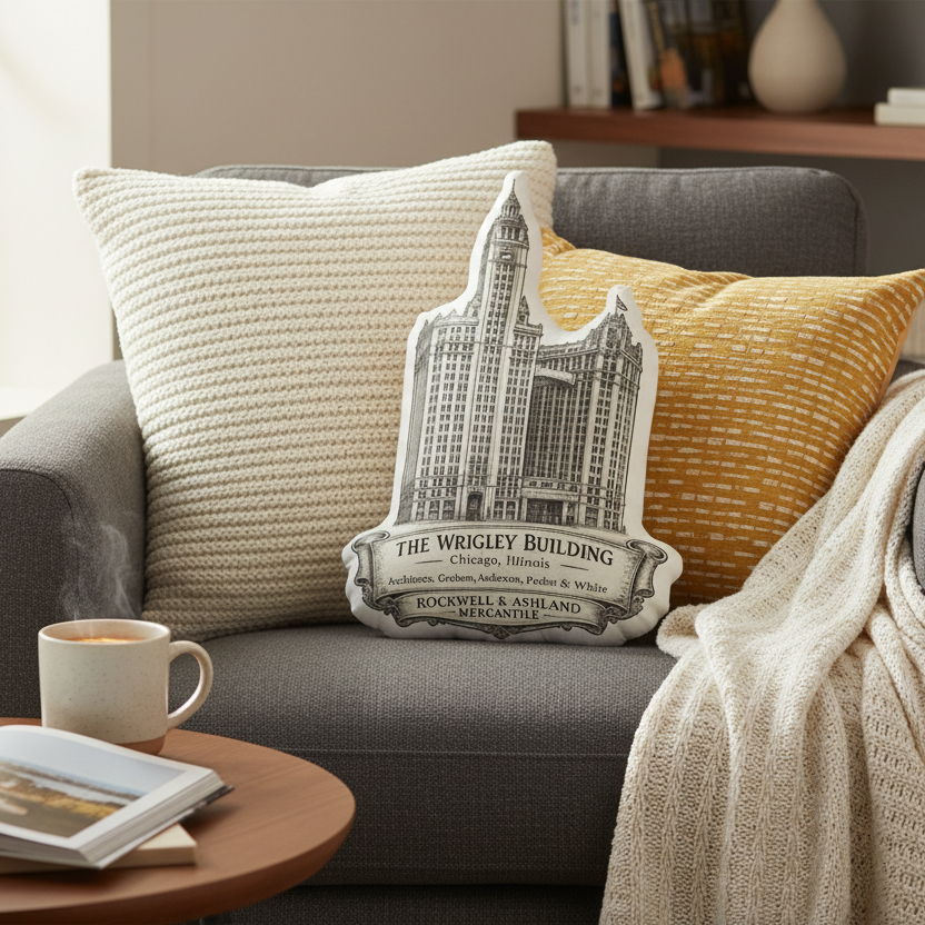 R&A Wrigley Building Shaped Pillow