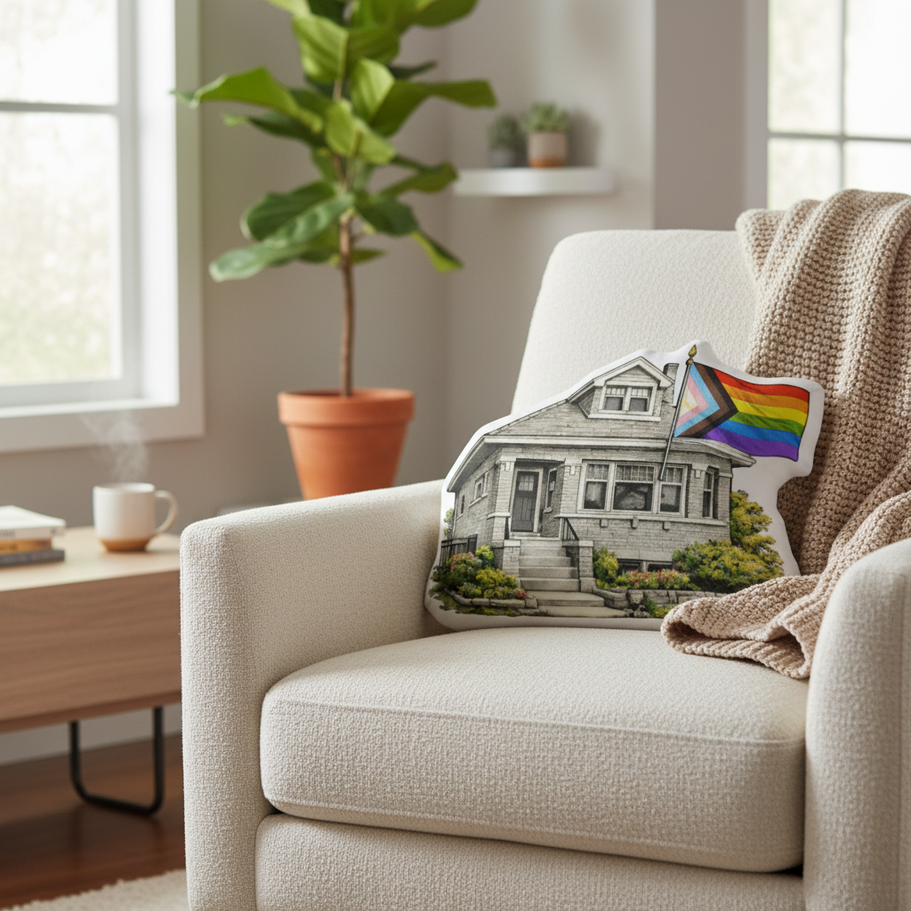 R&A Pride Bungalow shaped pillow