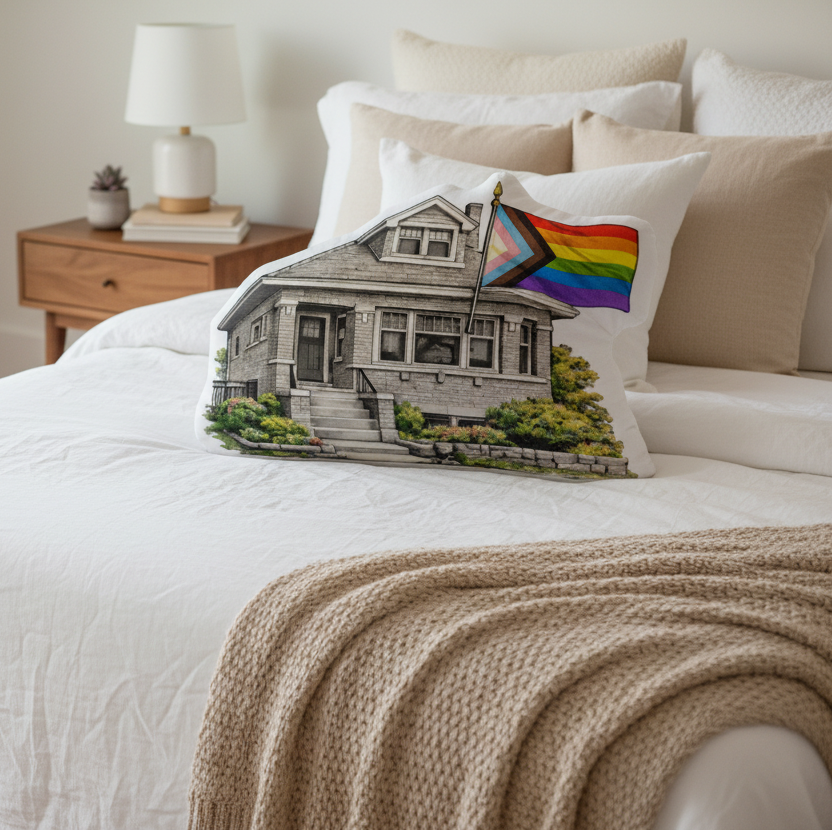 R&A Pride Bungalow shaped pillow