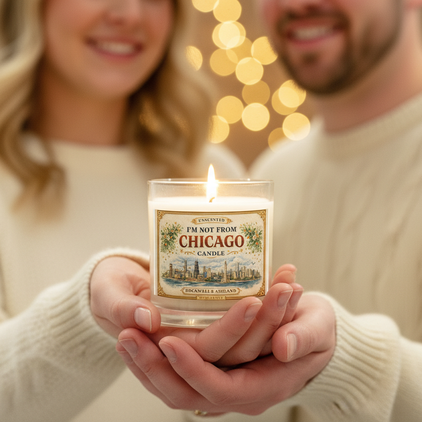 “I’m not from Chicago” unscented soy wax candle
