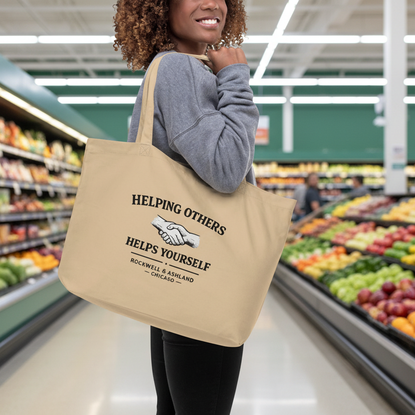“Helping Others” Large organic tote bag