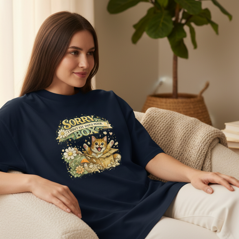 “In Your Box” Unisex organic oversized high neck t-shirt