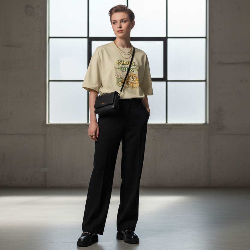 “In Your Box” Unisex organic oversized high neck t-shirt